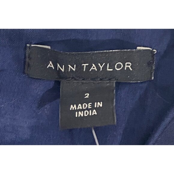 Ann Taylor Floral tiered heavily Embroidered Navy Blue Midi Dress Size 2 NWT - Picture 7 of 12